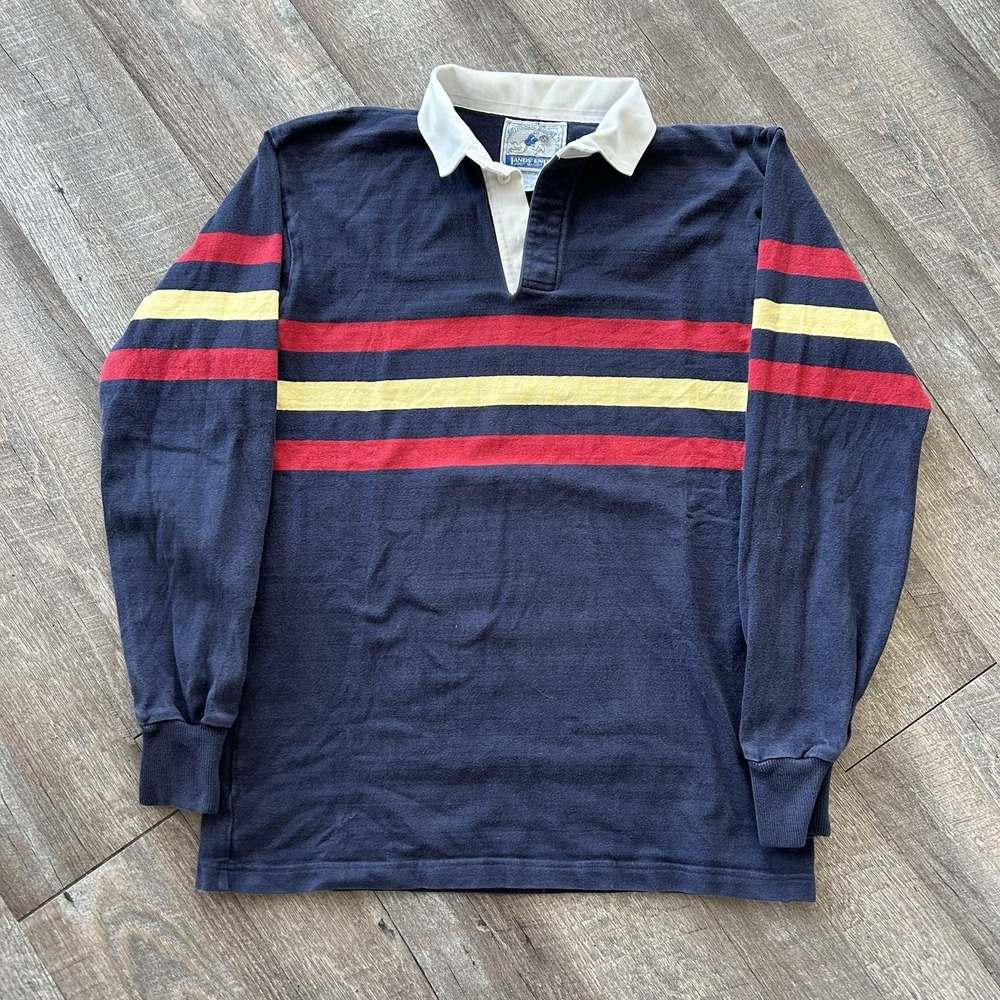 Vintage 90s Lands End Authentic Rugby Shirt Size L Tall- Made in USA Striped
